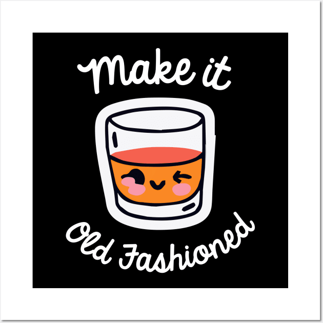 Make it Old Fashioned Cocktail Kawaii Bartender Retro Wall Art by BetterManufaktur